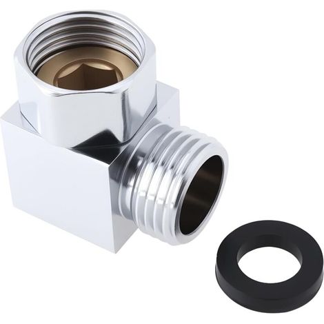 Raccord Coudé pour Flexible de Douche avec Joint Adaptateur en Laiton 1/2" Mâle Vers 1/2" Femelle pour Joint de Distribution (1/5)