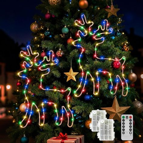 Lot de 2 Rennes Lumineux LED Fenêtre, Guirlande de Noël 120 LED avec Minuterie, Décoration Suspendue Métal pour Intérieur et Extérieur (1/5)
