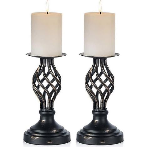 Bougeoirs noirs, lot de 2 (28 cm) (1/5)