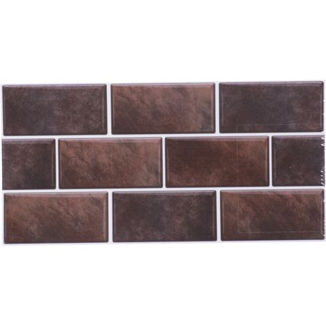 2 ensembles d'autocollants pour carrelage rétro classiques, autocollants imperméables, pour la décoration murale de la cuisine et de la salle de bain (FG01 Brun moka) (1/5)