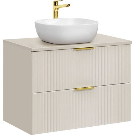 Set da bagno NOXERA 80 cm - Marrone Congo - piano per lavabo + lavabo