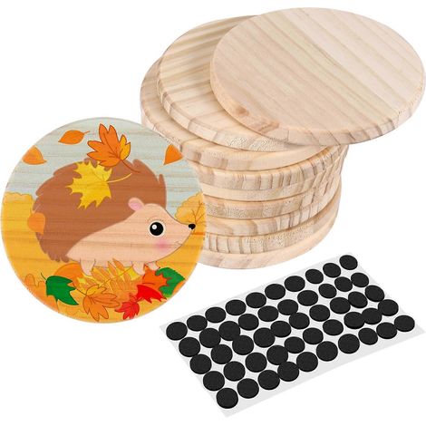 Unfinished bois sous verres 4 pouces rond vierge sous verres bois bricolage Stained Painting bois Engraving décoration (1/5)