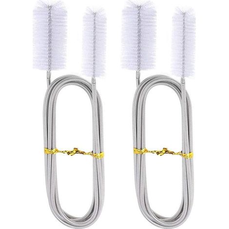 AGE Entrée et sortie d'aquarium à double tête brosse de nettoyage de tuyau d'eau brosse à ressort brosse de tuyau d'eau en acier inoxydable brosse de nettoyage de tuyau 155cm (1/4)