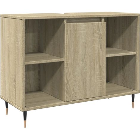 Armoire de salle de bain 80 x 33 x 60 cm espace de rangement pratique style industriel en bois d'ingénierie chêne sonoma (1/5)
