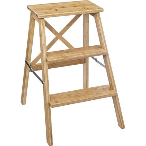 Marchepieds en bois coloris naturel - longueur 50 x profondeur 43,5 x hauteur 63,5 cm - PEGANE- (1/3)