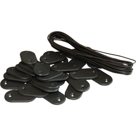 Maillestore – Kit de fixation brise-vue 26 pastilles – 4m de fil métallique gris foncé – Pour grillages et câbles – Fixation rapide et durable (1/2)