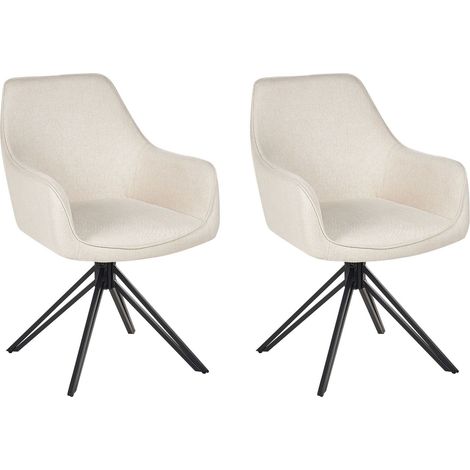 Esszimmerstuhl 2er Set drehbar JODAR Hellbeige