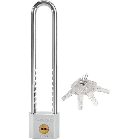 Cadenas à Anse Longue - Serrure de Porte d'Armoire Étanche en Acier Laminé à Clé - Long Faisceau 5,1 cm (1/5)