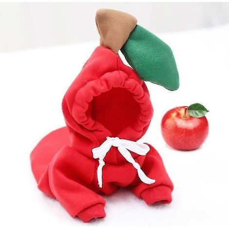Warme Winterkleidung für Hunde, niedlicher Obst-Hundemantel, Kapuzenpullover, Fleece-Hundekostümjacke für Französische Bulldogge, Chihuahua, Ropa Para Perro, Rot (1/5)