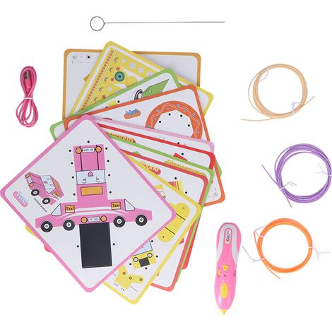 Stylo d'impression 3D pour enfants, gribouillage en plastique Rechargeable sans fil à basse température pour enfants DC 5V rose (1/5)