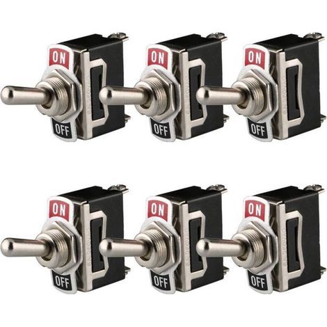 Interrupteur à Bascule 12V-24V-48V-110V/10A, 220V-230V/6A, SPST ON/OFF 2 Positions 2 Broches, pour Voiture Tableau de Bord Lumière (Pack de 6, Noir) (1/5)