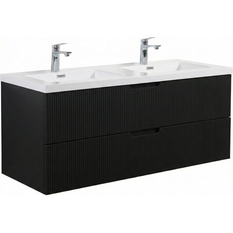 Conjunto de muebles de baño Thermis 120 cm - Negro mate - Mueble