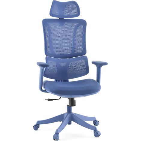 Chaise de bureau / Fauteuil pivotant Ergomy Colore 3D tissu maille / Assise tissu bleu mybuero (1/5)