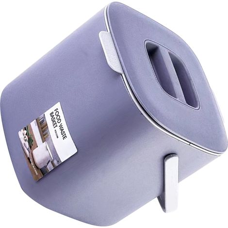Poubelle de bureau portable avec compartiments séparés pour déchets humides et secs, petite poubelle avec couvercle et poignée, idéale pour la voiture, la cuisine ou la chambre (gris clair). (1/5)