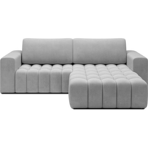 Sofá de esquina convertible DORY gris 250 cm con almacenamiento en ángulo derecho (1/5)