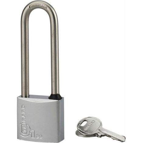 Cadenas à clé extérieur 35mm – Corps en laiton chromé monobloc – Anse inox – Mécanisme à goupilles – Inclus 2 clés acier nickelé (1/3)