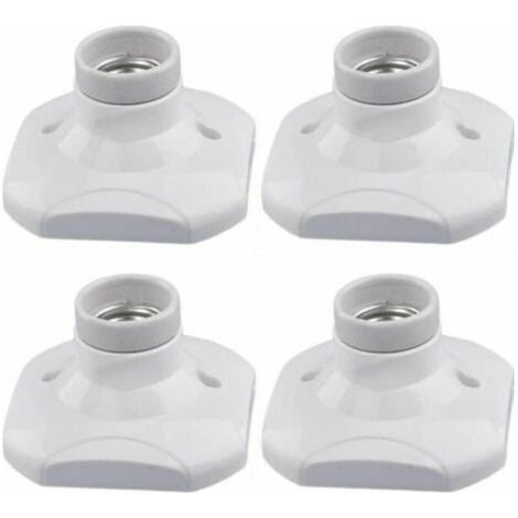 BUNTHAUS PA E27 LED-Lampenfassung, E27 Keramikfassung und Kunststoffsockel, E27 Wandfassung, weiße E27-Fassung mit Ring für Flur-/Decken-/Balkonbeleuchtung, 4er-Pack (1/4)