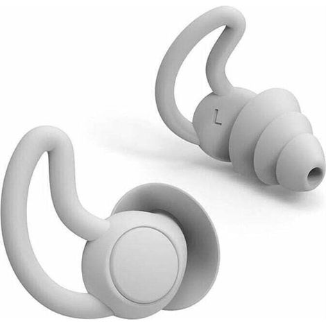 Tappi auricolari in silicone riutilizzabili ad alta fedeltà per dormire (riduzione di 40 dB), nuotare, studiare, concerti, cancellazione del rumore e protezione dell'udito (grigio), (1/4)