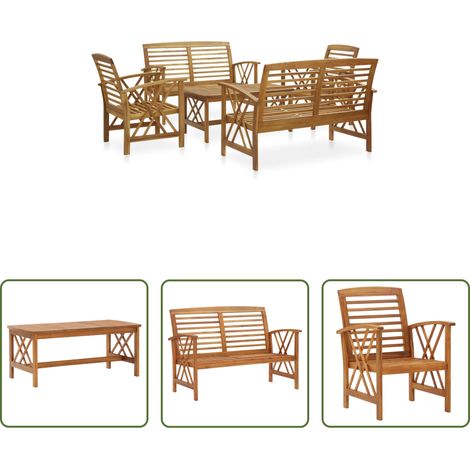 Gartenstuhl - 5-tlg. Garten-Lounge-Set Massivholz Akazie (1/5)