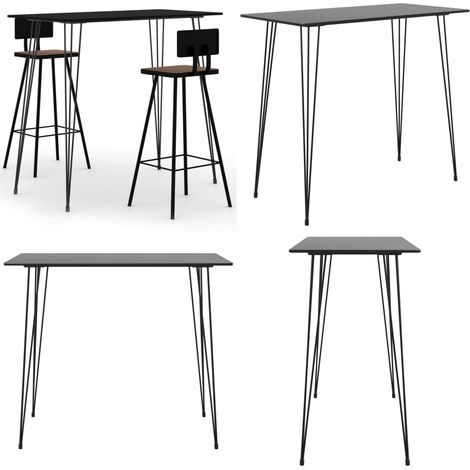 3-tlg. Bar-Set Schwarz - Esszimmerstuhl - Barhocker - Bartisch - Kücheninsel - Wohnzimmer Dekoration - Home & Living (1/5)