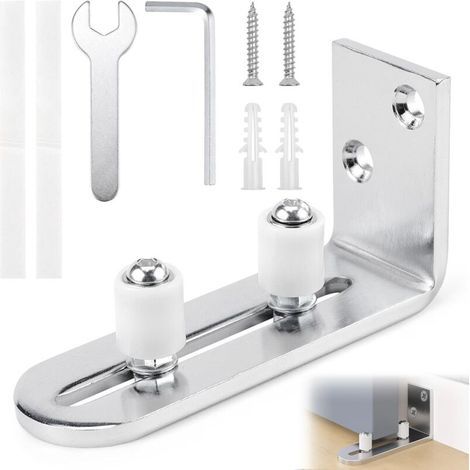 Adjustable Sliding Door Floor Guide, Silver Sliding Door Floor Guide for Wooden Sliding Doors, Wall/Door (1/5)