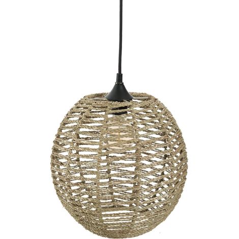 Suspension boule en rotin - D. 33 x H. 35 cm -PEGANE- (1/2)