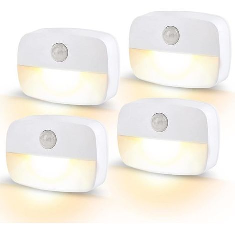 Night LED, Light of detector of movement with Sensor of Dusk, Night Child for Bedroom Baby, Kitchen, Hallway, Stairs, Living room, White Hot, Set of 4 (1/5)
