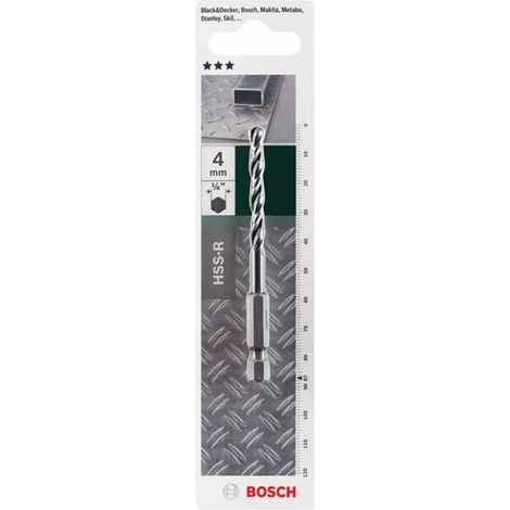 Bosch Metallspiralbohrer-HSS- R DIN 338 mit 1/4"-Sechskantschaft D= 4,0 mm L= 87 mm - 2609255141 (1/3)