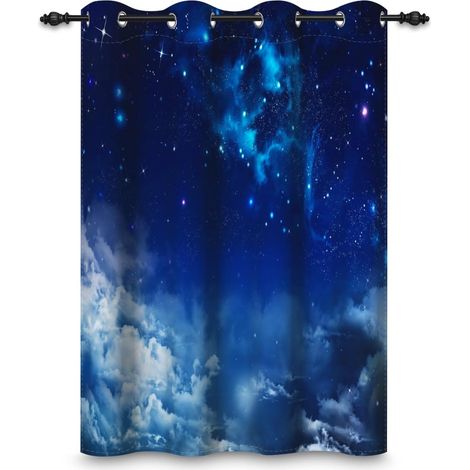 135x245cm Rideau à œillets Galaxy pour Chambre d'enfant Espace Nébuleuse Ciel étoilé Nuage Séparateurs de pièces Rideaux de fenêtre pour Garçons Filles Salle de Jeux Salon,1 Panneau (1/5)