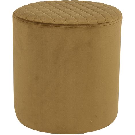 BUBBEL - Pouf Rond Ø34cm Velours Coloris Moutarde (1/3)