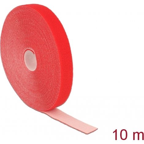Delock Cinta de gancho y bucle en rollo LA 10 m x AN 20 mm rojo