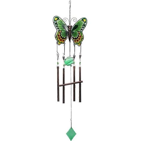 Metallenes Windspiel zur Dekoration von Innenräumen, Gärten und Außenbereichen, zum Aufhängen, grün. Ideales Geschenk. (1/5)
