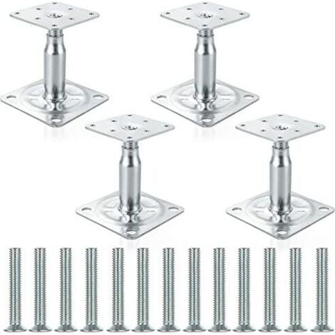 Juego de 4 soportes de poste elevados galvanizados ajustables de 100 a 150 mm, soporte de techo de alta resistencia para construcción.