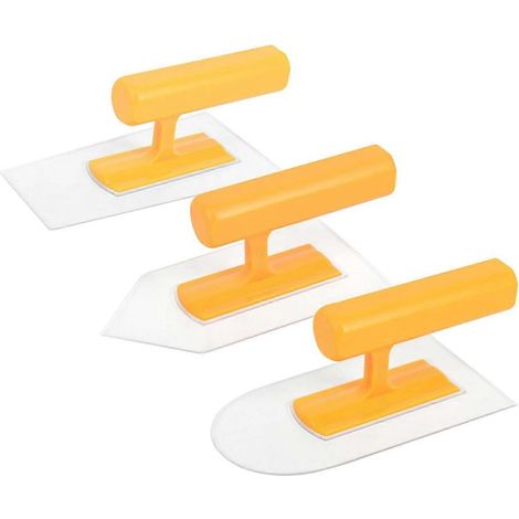 Kit de truelles en plastique (3 pièces) : truelles de finition rondes, carrées et à bout pointu. (1/5)