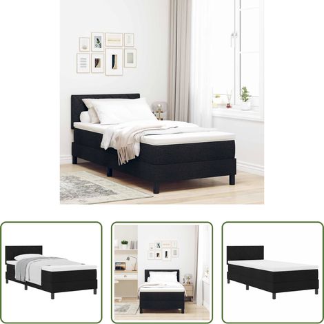 Boxspringbett mit Matratze -  Boxspringbett mit Matratze Schwarz 90 x 190 cm Stoff (1/5)
