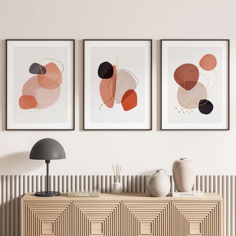 Lot de 3 Affiches / Posters Triptyque - Abstrait - 3 Affiches - 70x100 cm (Cadres non fournis) - Photo pleine page (1/5)