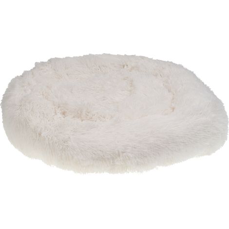 Cama para perro de pelo sintético blanco crema 50 cm mascota gato suave Kulu (1/5)
