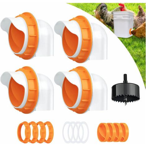 Mangeoire Automatique pour Poules à 6 Ports - Kit de Mangeoire à Gravité DIY pour Seaux, Tonneaux, Bacs (1/4)