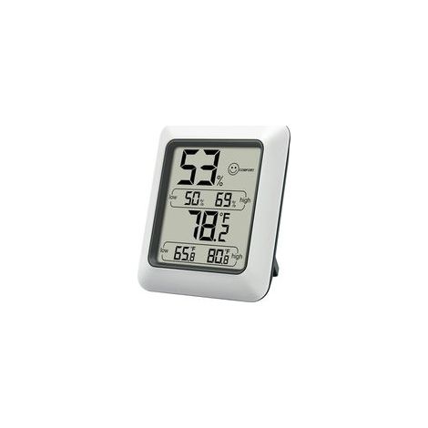 Digitales Hygrometer, Innenthermometer und Feuchtigkeitsanzeiger mit Temperatur- und Feuchtigkeitsanzeige (weiß, 1 Stück), batterielos. – Crezuo