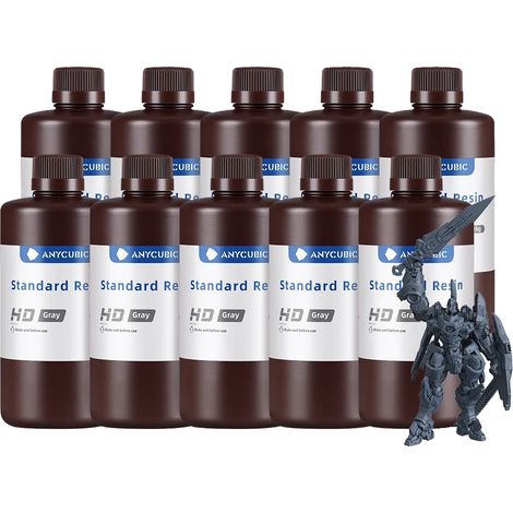 Resina per stampa 3D, polimerizzazione UV, compatibile con stampanti LCD, 10 kg HD Grigio (1/2)