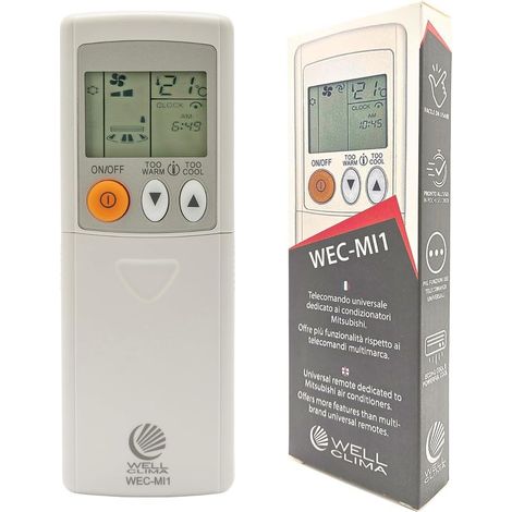 Telecomando universale Wellclima WEC-MI1 per condizionatori Mitsubishi. Pronto all'uso in pochi secondi. Compatibile con pompe di calore e inverter. Compatibilità garantita. (1/5)