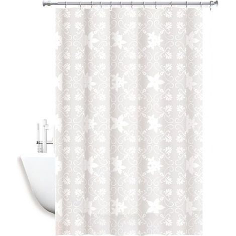TRADE SHOP - Tenda Doccia Antimuffa Impermeabile 180x200cm Anelli Bagno Bianca Maiolica 69511 - (1/3)