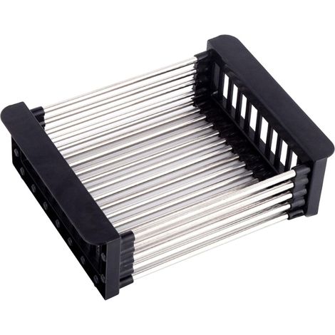 Panier de vidange, égouttoir pour évier, Égouttoir télescopique en Acier Inoxydable avec 1 vis, utilisé pour Laver la Vaisselle dans lévier de la Cuisine, égoutter Les Fruits et légumes (Noir, L) (1/5)