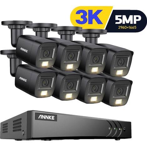 Sicherheitskamerasystem, 5 MP Auflösung, intelligente Nachtsicht, schwarz 8CH 8PCS, Keine-c (1/2)