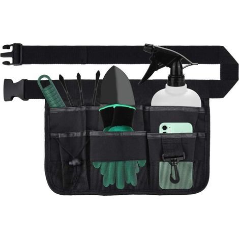 Ceinture Travail Porte Outils avec 7 Pochettes Ceinture Bricoleur Ceinture Charpentier Ceinture Porte Outillage Professionnelle en Toile Imperméable pour Bricolage Jardinage Électricien (1/5)