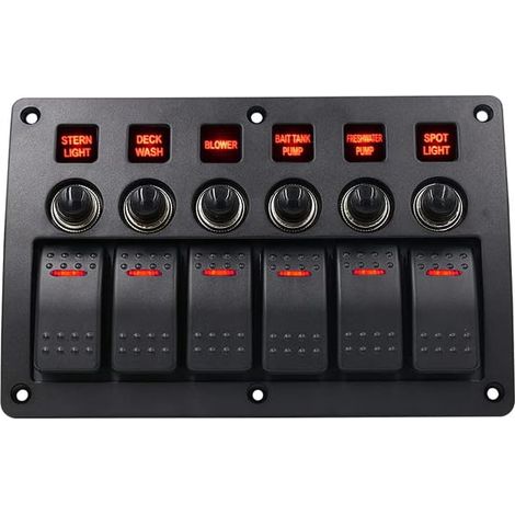 Panel de combinación de interruptores universales de 12-24 V y 6 entradas para barco, yate, caravana, panel de interruptores LED a prueba de salpicaduras (1/5)