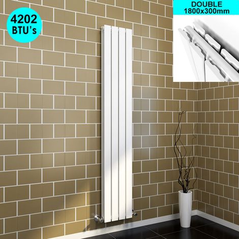 ELEGANT 1800 x 300 mm White Vertical Column Radiator Double Flat Panel Designer Bathroom Radiator (1/4)