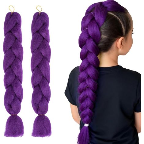 Lila Perücke – 2-teilig – Kunstfaser – K-Pop Halloween Cosplay – Damen/Mädchen – 56 cm (1/5)
