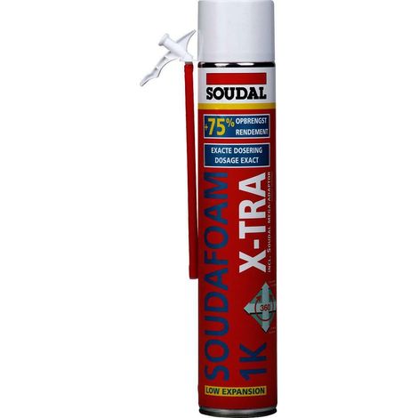 Soudal Soudafoam X-TRA 1K 750 ml – Mousse PU manuelle haut rendement avec adaptateur Mega