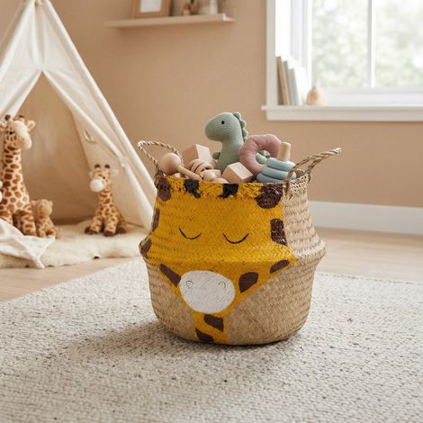 Panier de rangement enfant Belly avec poignées - COMPACTOR - 30 x 30 x H.28 CM - Naturel (1/5)
